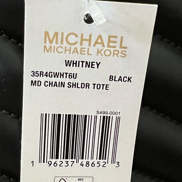 MICHAEL Michael Kors Whitney Black Quilted Gold Chain-Handle Shoulder Tote - Picture 2 of 15